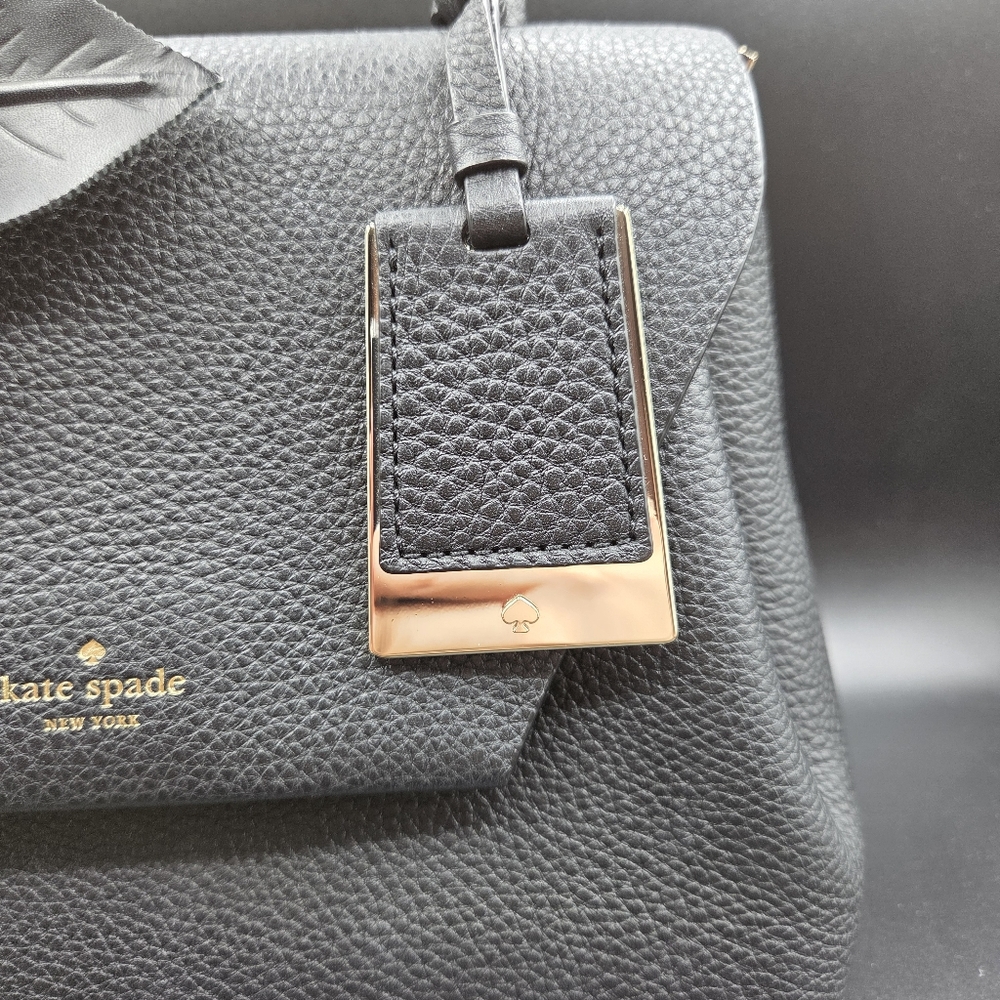 Kate Spade Black Leather Handbag with Gold Accent - Picture 3 of 13